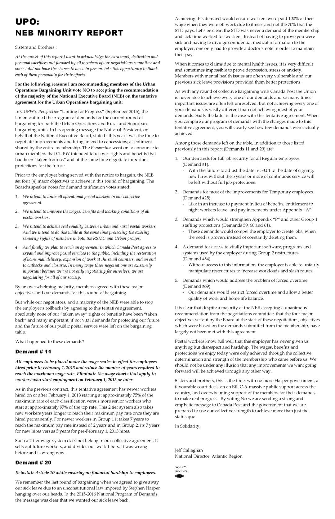 Urban Unit: NEB Minority Report