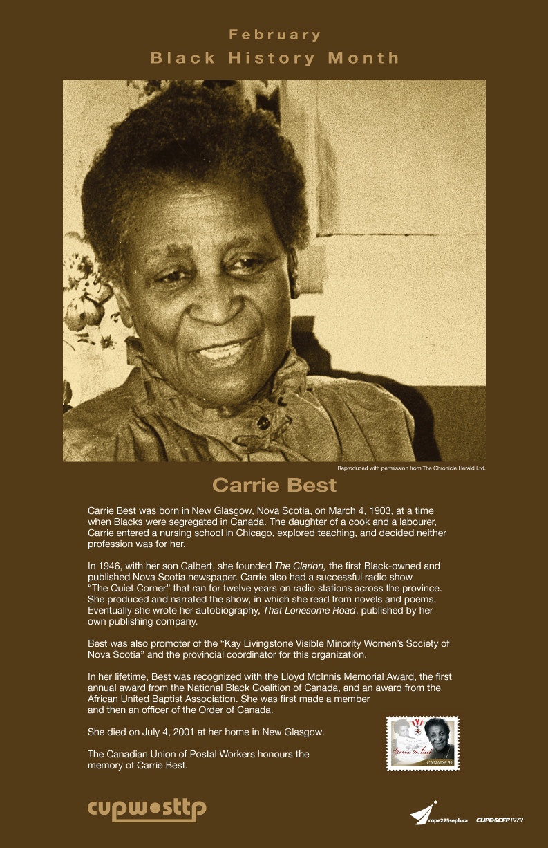Carrie Best poster - Black History Month 2015