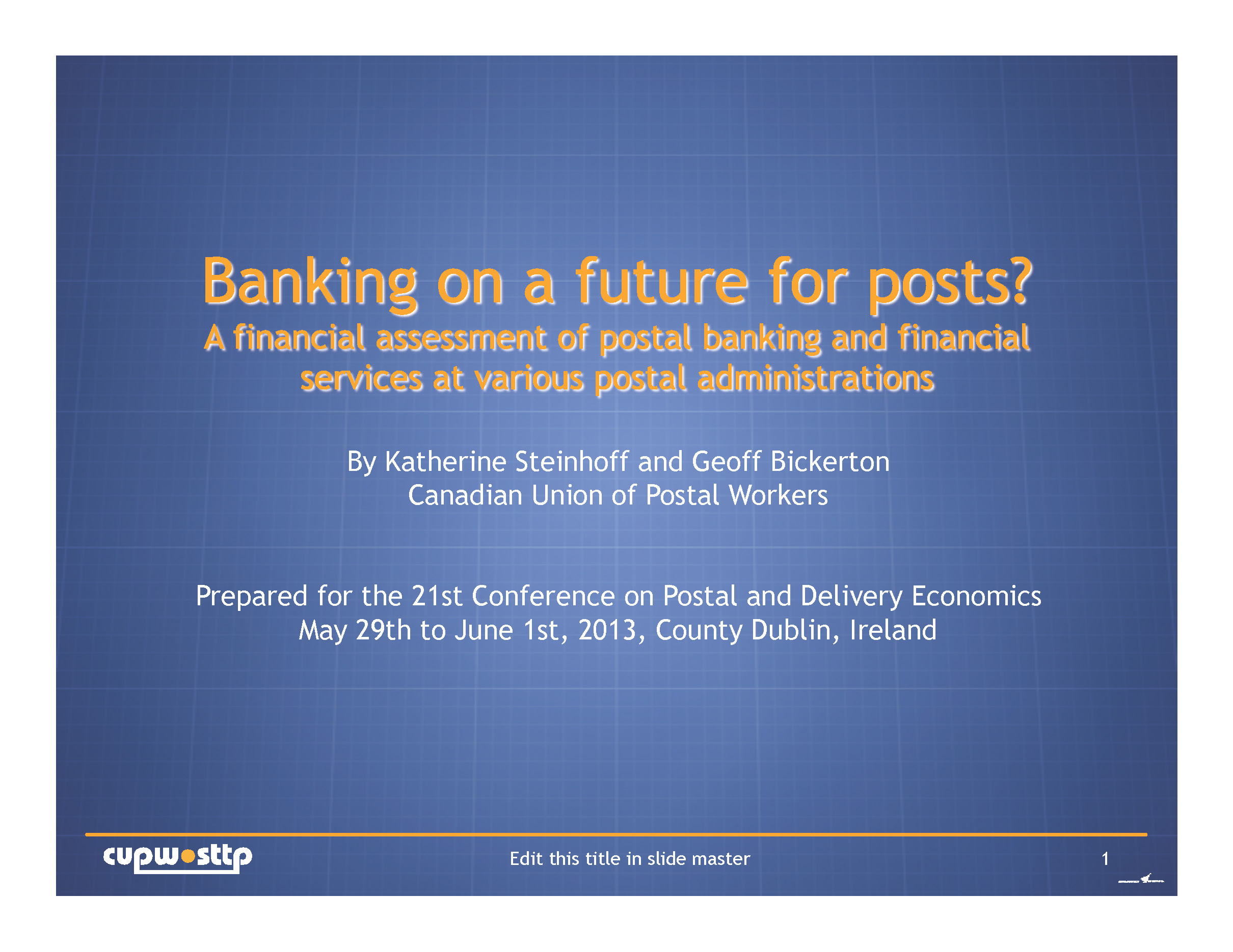 Banking on a future for posts? (PPT)