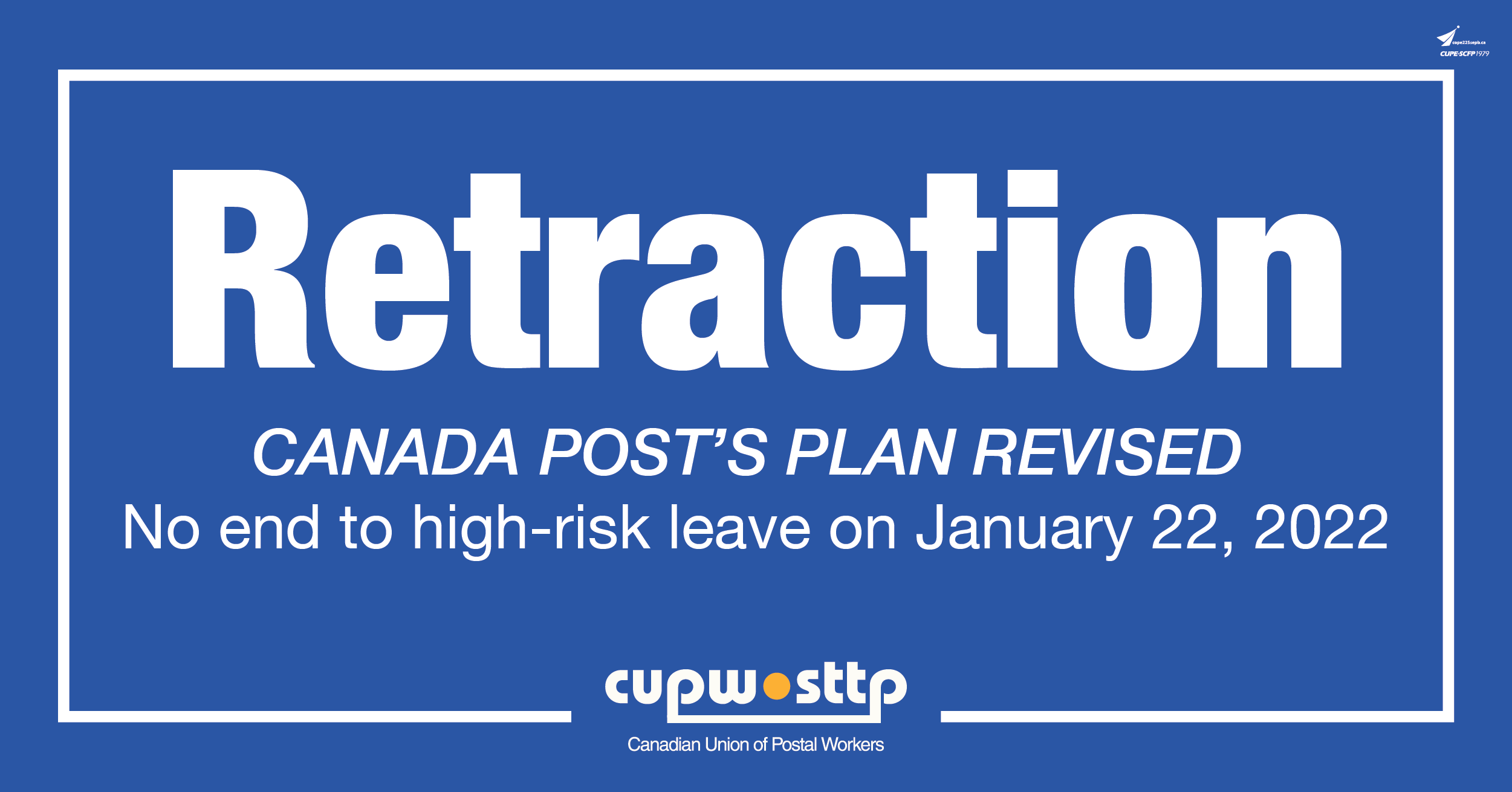 RETRACTION of Bulletin 326: High Risk Leave to End in Late January