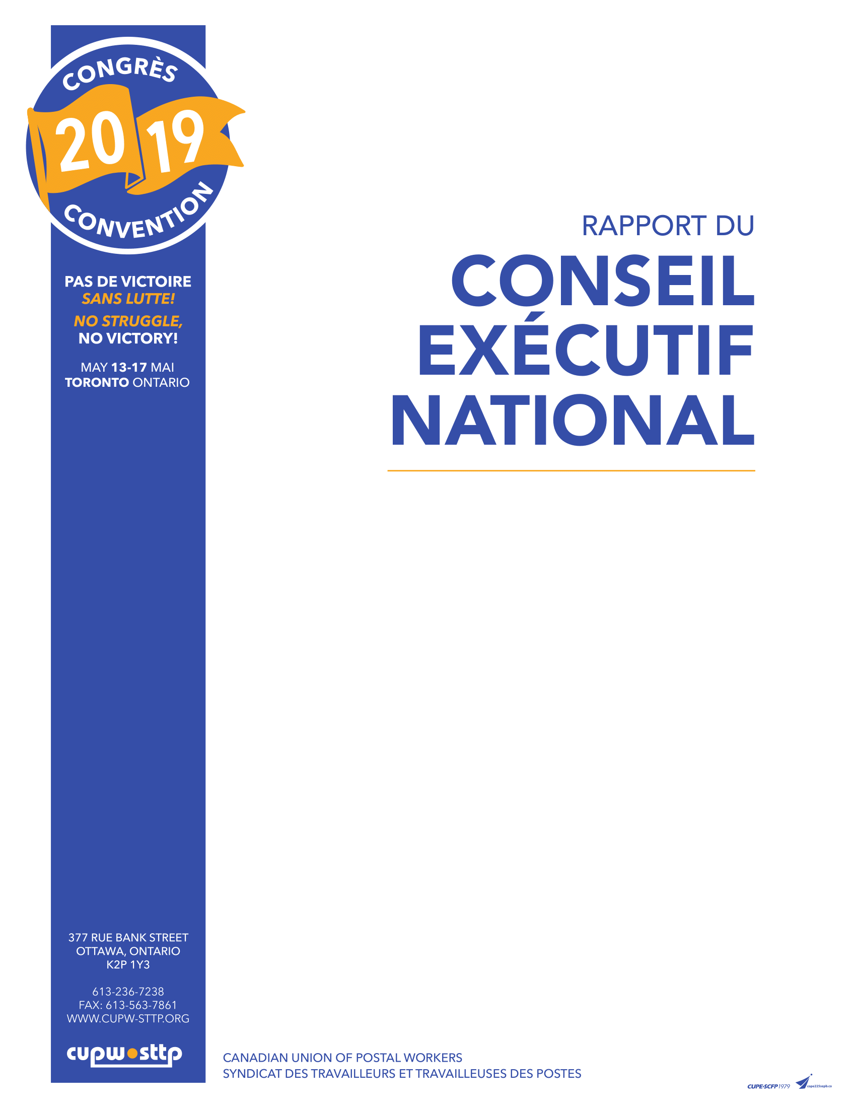 Rapport du Conseil exécutif national (2019)