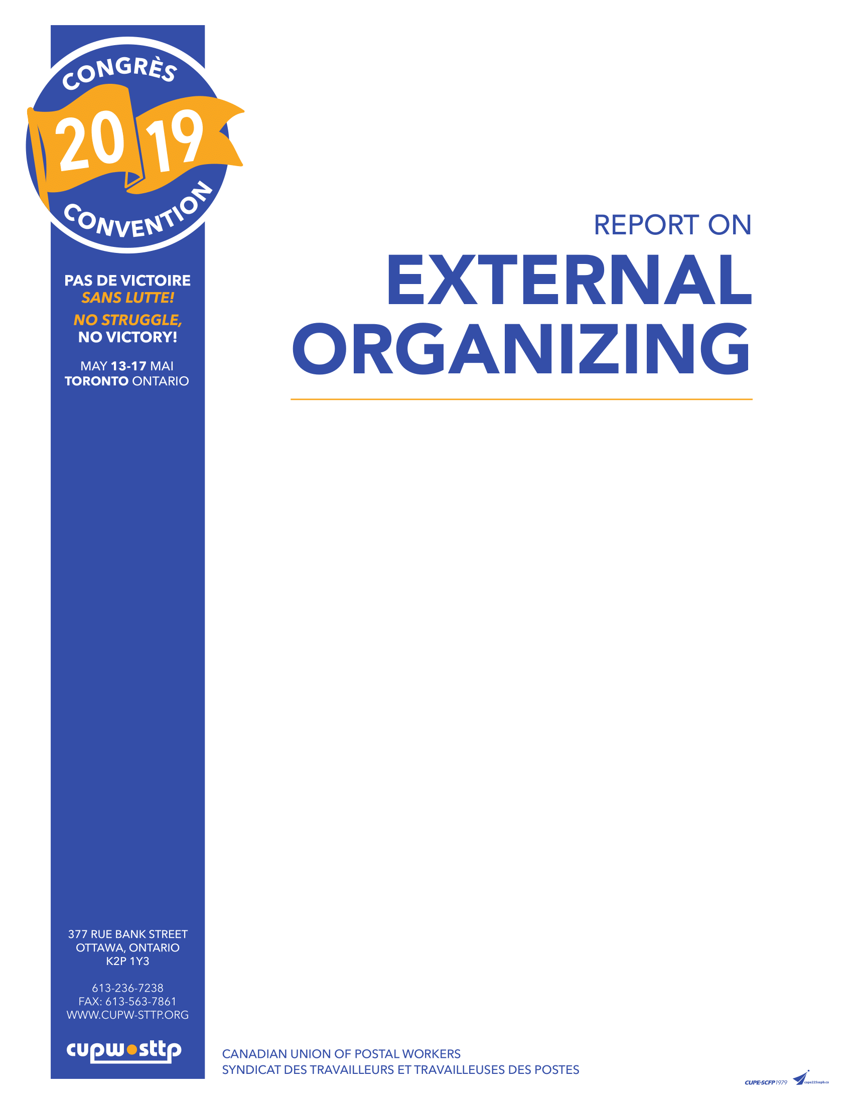 Report on External Organizing (2019)