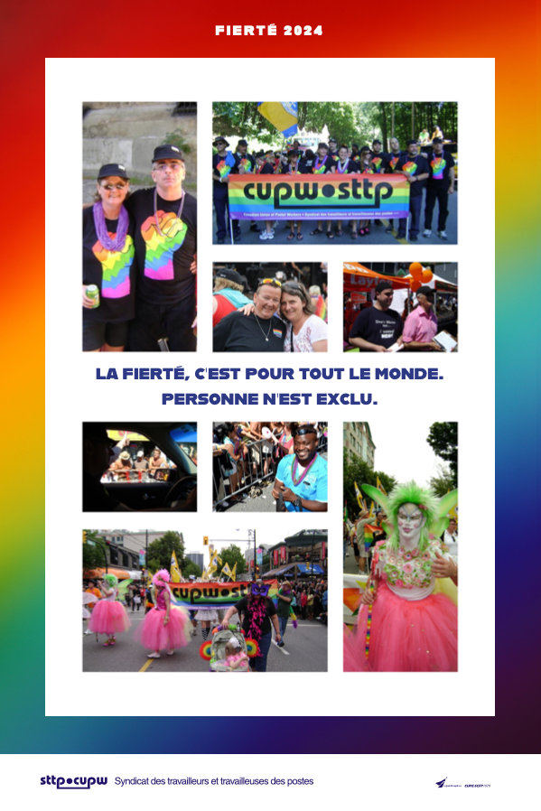 Affiche : Fierté 2024 :  Ne laisser personne pour compte :  Égalité, liberté et justice pour tous  