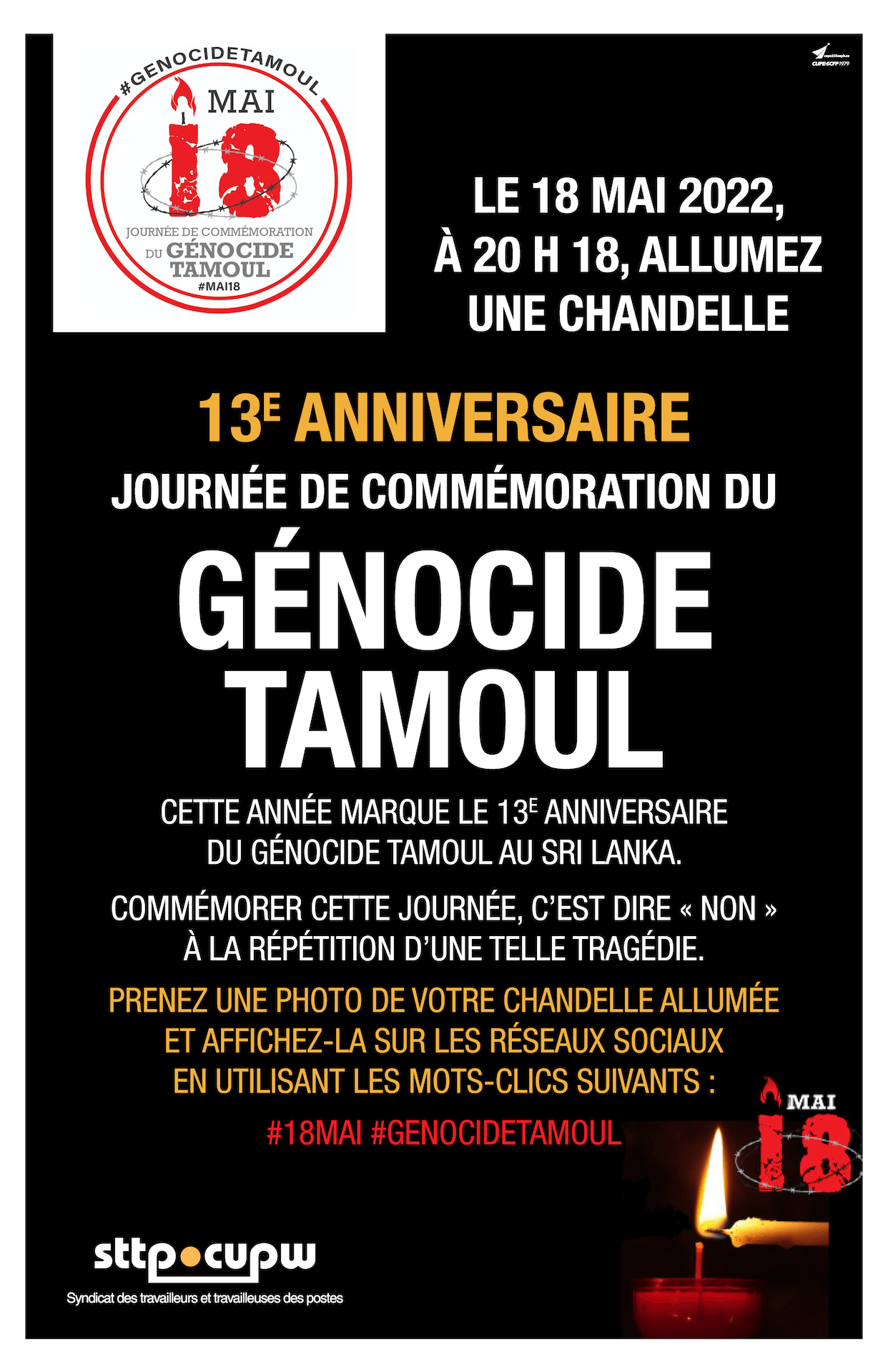 Affiche : Journée de commémoration du génocide tamoul - 2022