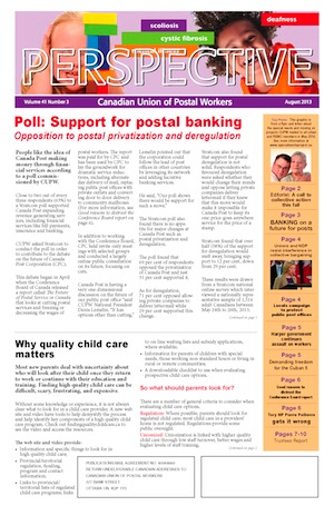 Poll: Support for postal banking - Opposition to postal privatization and deregulation (Perspective • August 2013) 
