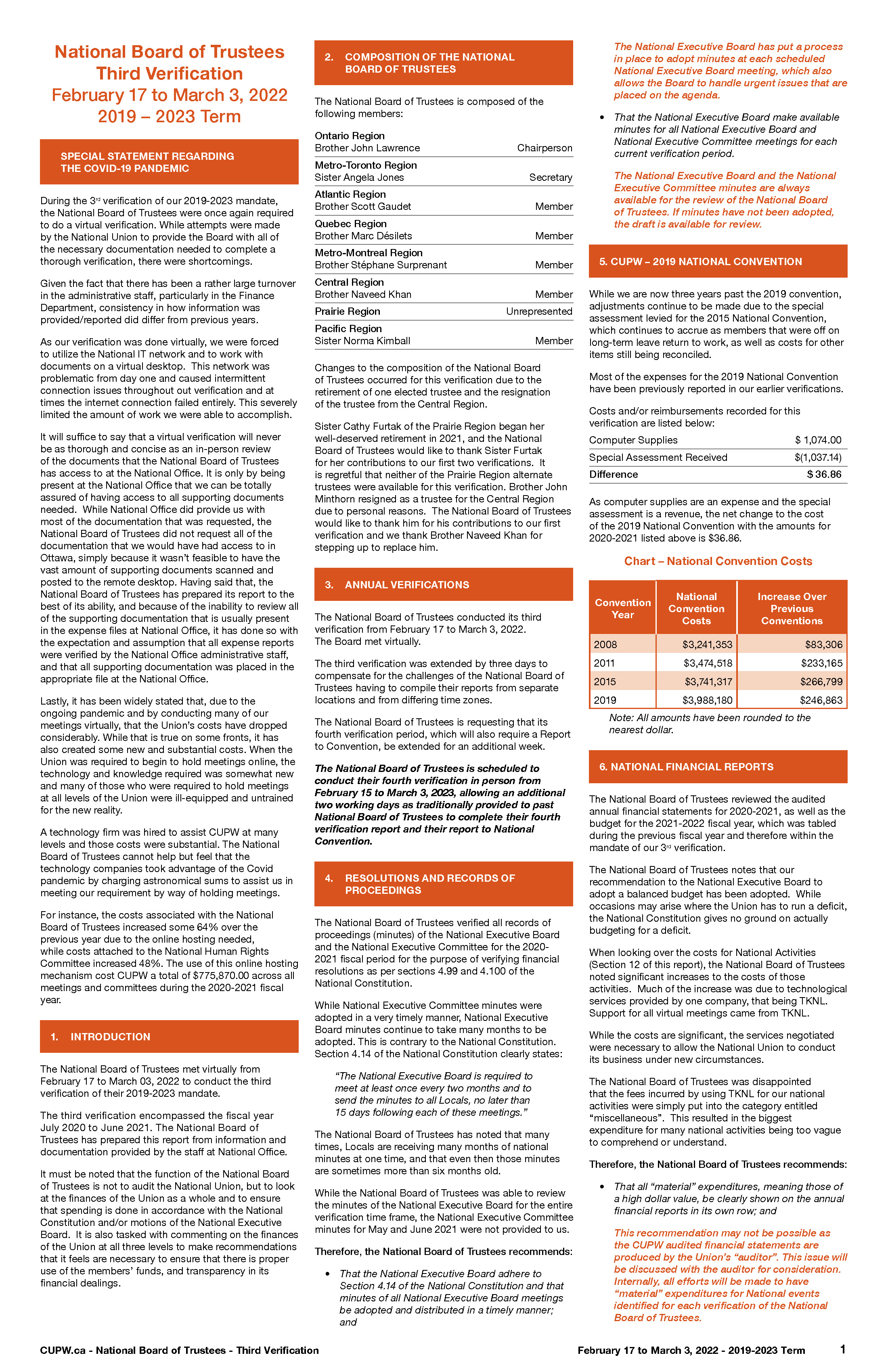 National Board of Trustees - Third Verification February 17 to March 3, 2022 (2019-2023 Term)