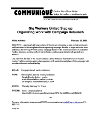 Media Advisory - Gig Workers United Step up Organizing Work with Campaign Relaunch