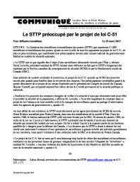 Comuniqué : Le STTP préoccupé par le projet de loi C-51