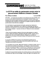 Le STTP se méfie du partenariat conclu entre le gouvernement fédéral et Amazon Canada