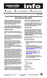 Trans-Pacific Partnership a threat to public postal service - Not too late to take action!
