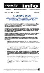 Fighting Back:  Locals Rising to Occasion to Keep Our Workplace and Community Safe