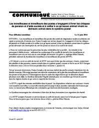 Les travailleuses et travailleurs des postes s’engagent à livrer les chèques de pension et d’aide sociale et à veiller à ce qu’a