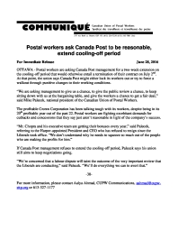 Postal workers ask Canada Post to be reasonable, extend cooling-off period