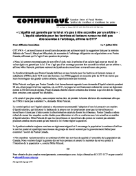« L’égalité est garantie par la loi et n’a pas à être accordée par un arbitre » : L’équité salariale...