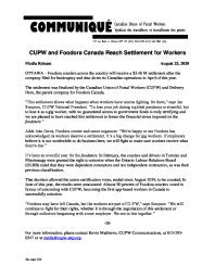 CUPW and Foodora Canada Reach Settlement for Workers