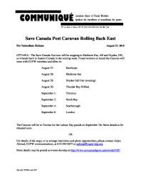 Save Canada Post Caravan Rolling Back East