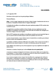Le STTP exige l’expansion des services à Postes Canada, l’amélioration des lois sur le travail, et l’adoption de mesures face à 