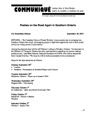 Posties on the Road Again in Southern Ontario