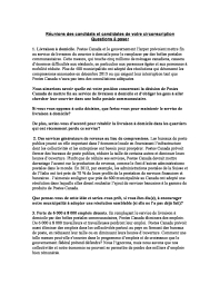 Réunions des candidats et candidates de votre circonscription Questions à poser - Élections fédérales 2015