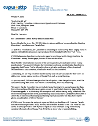 CUPW Alarmed by Committee’s Online Survey about Canada Post