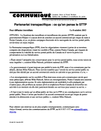 Partenariat transpacifique : ce qu’en pense le STTP