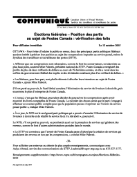 Élections fédérales – Position des partis au sujet de Postes Canada : vérification des faits