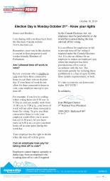 Election Day is Monday October 21st - Know your rights