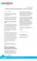 Le lundi 21 octobre, jour des élections : exercez votre droit!