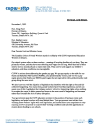 Canadian Union of Postal Workers stands in solidarity with CUPE-represented Education Workers in Ontario