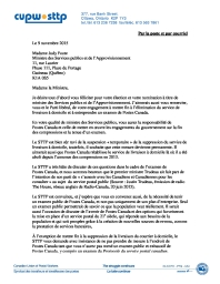 Le STTP demande à rencontrer la ministre Foote