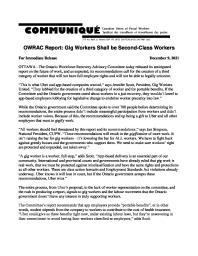OWRAC Report: Gig Workers Shall be Second-Class Workers