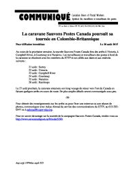 La caravane Sauvons Postes Canada poursuit sa tournée en Colombie-Britannique