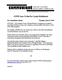 CUPW Goes To Bat For Lynda Kitchikeesic