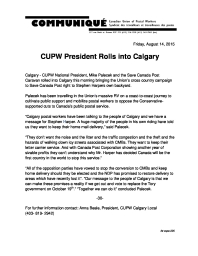 CUPW President Rolls into Calgary
