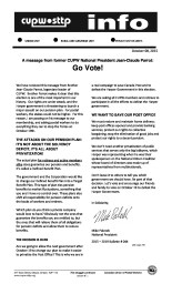 A message from former CUPW National President Jean-Claude Parrot:  Go Vote!