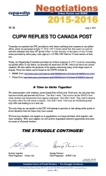 CUPW Replies To Canada Post