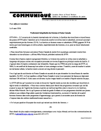 Traitement inéquitable des femmes à Postes Canada