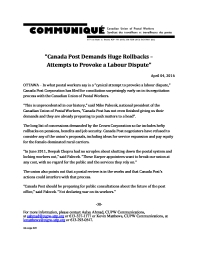 "Canada Post Demands Huge Rollbacks –  Attempts to Provoke a Labour Dispute"