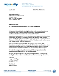 Additional Concerns about Phase 2 of Canada Post Review