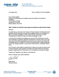 Décision du Comité de ne pas accepter de mémoires au sujet de Postes Canada