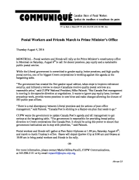 Postal Workers And Friends March To Prime Minister’s Office