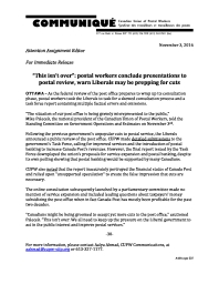 “This isn’t over”: postal workers conclude presentations to postal review, warn Liberals may be prepping for cuts