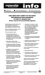 Parliamentary Committee Releases Recommendations Regarding Future of Canada Post