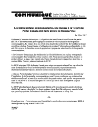 Les boîtes postales communautaires menacent la vie privée des gens,   Postes Canada doit faire preuve de transparence