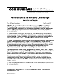 Communiqué : Félicitations à la ministre Qualtrough! À nous d’agir.