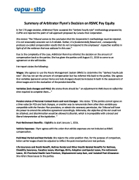 Summary of Arbitrator Flynn’s Decision on RSMC Pay Equity