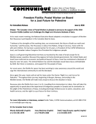 Freedom Flotilla: Postal Worker on Board  for a Just Future for Palestine