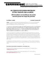 Au tour de Kitchener-Waterloo d’être touchée par la grève