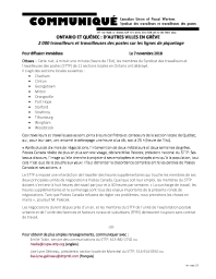 Ontario et Québec : D’autres villes en grève