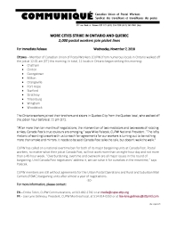 More Cities Strike In Ontario and Quebec